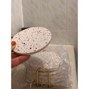 Marble Absorbent Coasters with Holder Set of 6 Coasters for Drinks